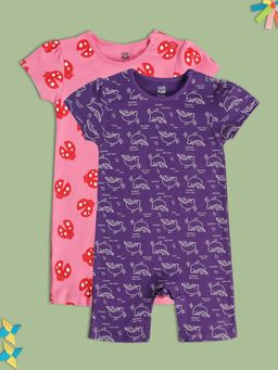 MINI KLUB - Girls Multi-Color Romper (Pack of 2)