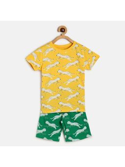 MINI KLUB - Kids Boys Yellow Colored T-Shirt Shorts (Set of 2)