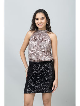 PURYS - Brown Animal Print Top