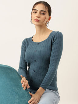 SHOWOFFFF - Blue Textured Top