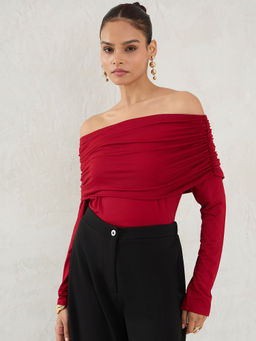 Femmella - Red Ruched Top