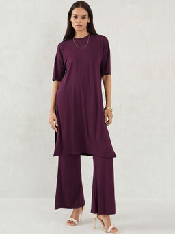 Femmella - Purple Solid Long Top