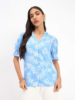 SALT Attire - Blue Printed Top