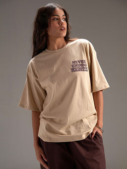 IZF - Beige Typography T-Shirt