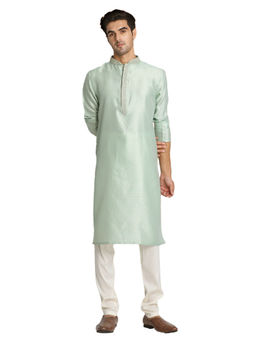 Manyavar - Mens Silk Blend Self Design Kurta Pencil Bottom Pajama (Set of 2)