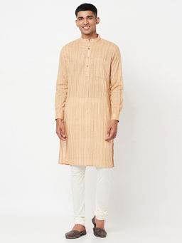 Fabindia - Cotton Stripes Slim Fit Long Kurta With Cuff