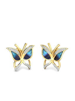 Candere by Kalyan Jewellers - 18K BIS Hallmark Yellow Gold & Diamond Butterfly Earrings