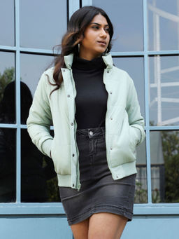 Campus Sutra - Womens Quilted Puffer Jacket with Ribbed Hem