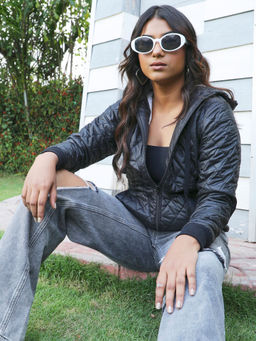 Campus Sutra - Womens Quilted Puffer Jacket with Zip-Closure