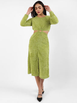 PINACOLADA - Womens Sherpa Cut-Out Midi Dress