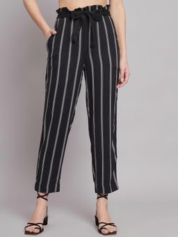 NOBARR - Black Stripes Trouser with Belt (Set of 2)