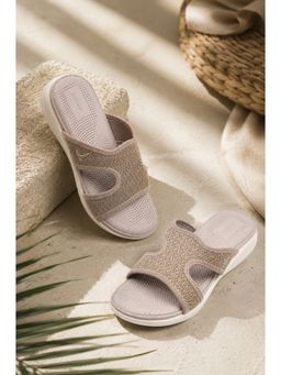 Indifeet - x Groway Women Cream Broad-Strap Knitted Mesh Sandals