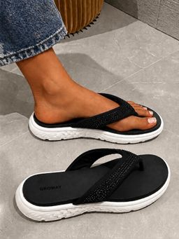 Indifeet - x Groway Women Black Studded Thong Flipflops