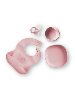 BabyStreet - Pink Dishwasher Safe Silicone Stage 4 Pcs Feeding Set (6-12 Months)