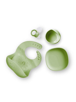 BabyStreet - Green Dishwasher Safe Silicone Stage 4 Pcs Feeding Set (6-12 Months)