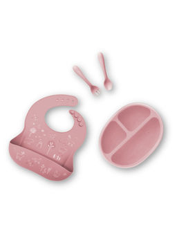 BabyStreet - Pink Dishwasher Safe Mealtime Must-Haves Essentials 4 Pcs Feeding Set (6-12 Months)