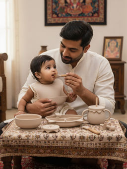 BabyStreet - Beige Dishwasher Safe Silicone 9 Pcs Feeding Set (6-12 Months)