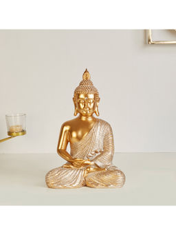 HomeTown - Zen Polyresin Meditating Buddha Figurine In Gold
