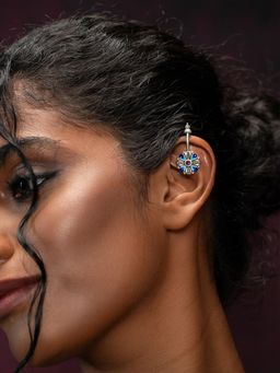 Shaya by CaratLane - 925 Silver Chokdi Multi-Color Ear Cuffs