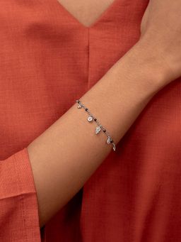 Shaya by CaratLane - 925 Silver Allurement Black Beads Mangalsutra Style Bracelet