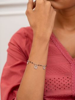 Shaya by CaratLane - 925 Silver Zest Black Beads Mangalsutra Style Bracelet