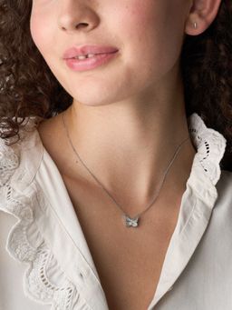 Fossil - Sutton Silver Stainless Steel Butterfly Stone Necklace Set