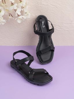 Inc.5 - Women Black Party Wear Solid Sandals