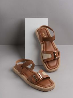 Inc.5 - Women Tan Party Wear Solid Sandals