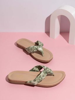 Inc.5 - Women Green Casual Printed Flat Sandals