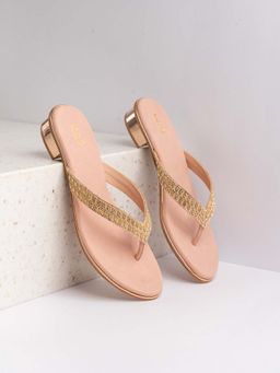 Inc.5 - Women Rose Gold Ethnic Embellished Sandals