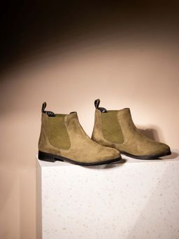 Inc.5 - Women Green Solid Round Toe Chelsea Boots