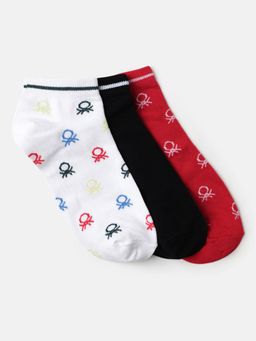 United Colors of Benetton - Unisex Multi-Color All Over Icon Ankle Length Socks (Pack of 3)
