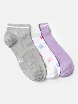 United Colors of Benetton - Unisex All Over Icon Ankle Length Socks (Pack of 3)
