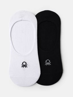 United Colors of Benetton - Unisex Black and White Solid Invisible Liner Socks (Pack of 2)
