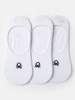 United Colors of Benetton - Unisex White Solid Invisible Liner Socks (Pack of 3)