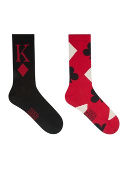 Balenzia - Men Red and Black Bicycle Poker Socks (Pack of 2)