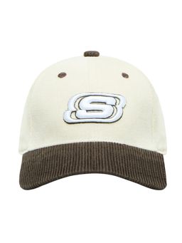 SKECHERS - Unisex Corduroy Off White Colorblock Baseball Cap