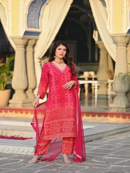 Gahan - Peach Soft Chinon Silk Embroidered Kurta with Pant & Dupatta