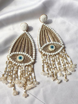 Label Pooja Rohra - White Evil Eye Earrings