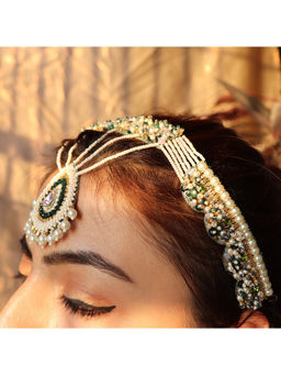 Label Pooja Rohra - Multi-Color Aishwa Sheesh Patti Maang Tikka with Headband