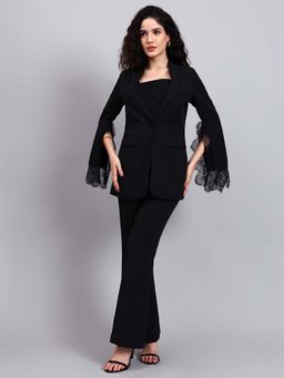 Powersutra - Black Swan With Tailored Lace-Trimmed Co-Ord Set