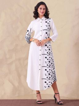 Deebaco - Placement Printed Pure Cotton Women Shirt Dress