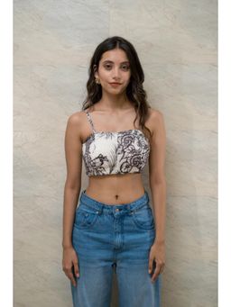 Branche - Noir Palm Monochrome Tropical Crop Top