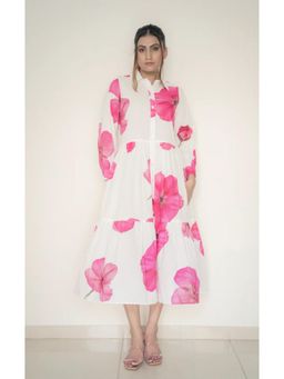 Branche - Floral Elegance Shirt Midi Dress