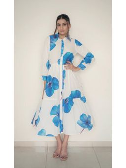 Branche - Blue Bloom Button Down Midi Dress