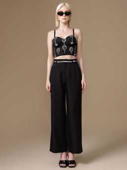 Kazo - Hadid Black Crop Top With Pant