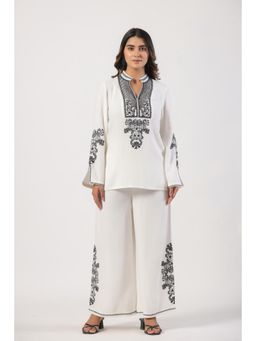 STIL-O-STITCH - Cream Colour Embroidered Top with Palazzo