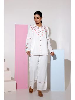 STIL-O-STITCH - White Colour Shirt With Pant
