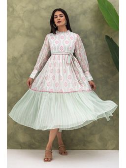 Polago Clothing - Floral Print Maxi Dress With Belt