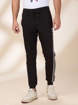 Being Human - Men Vertical-Stripes Black Blended Joggers